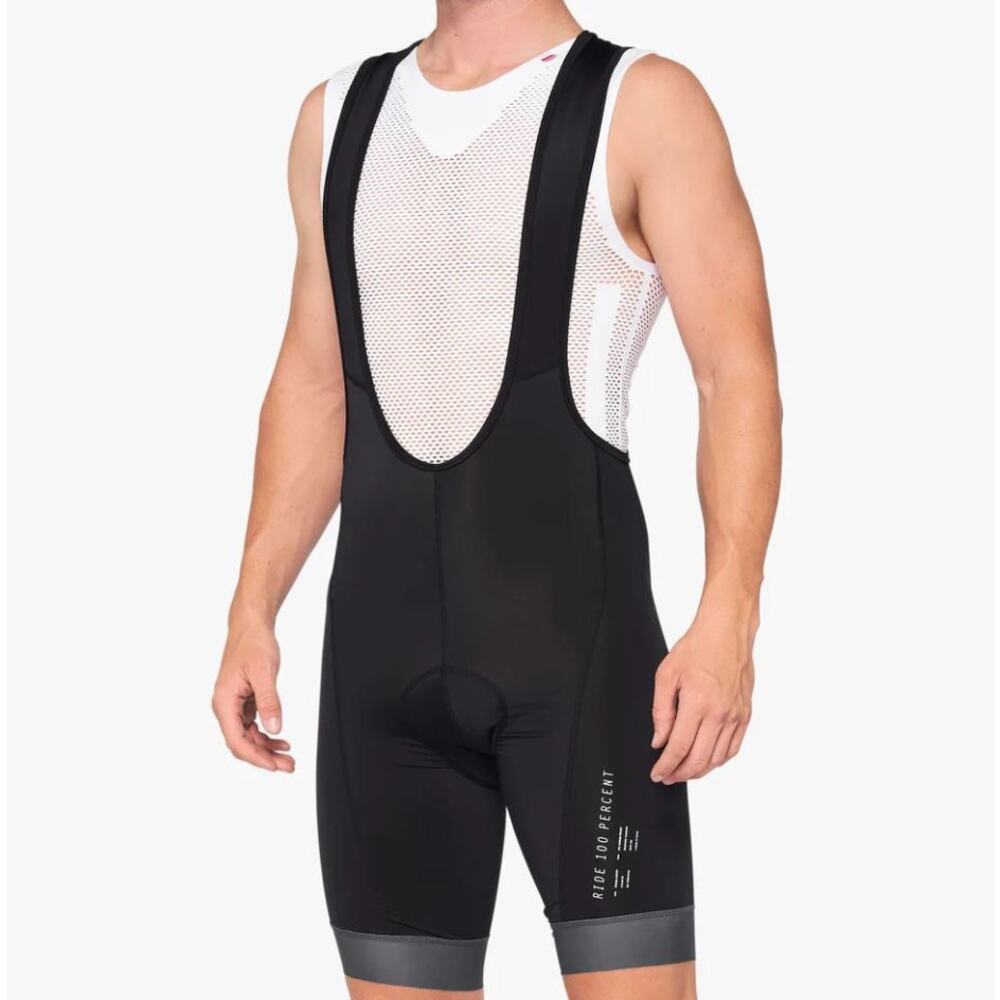 NWT! 100% EXCEEDA Women's‎ Bib Shorts Black/Charcoal MD